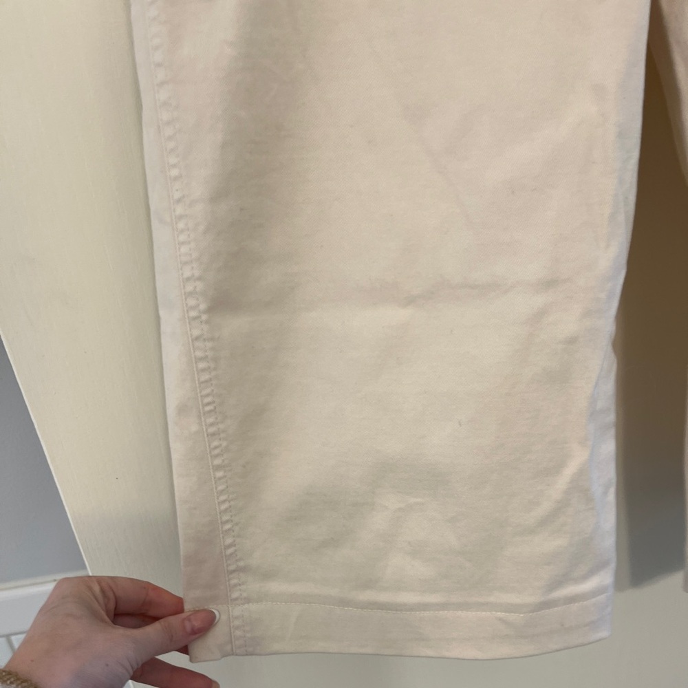 J Crew Astrid Wide Leg Cotton Cropped Chino Pant in Cream Sz Medium - Picture 3 of 8